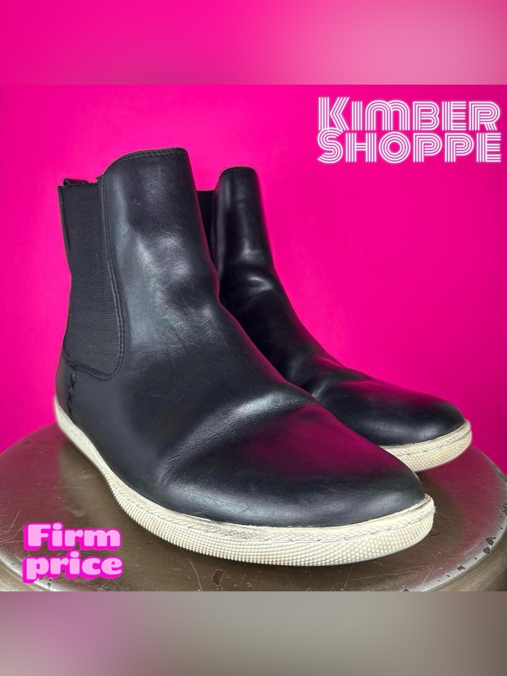 Frye Melissa Black Leather Pull On Chelsea Sneaker Boot US 9.5 UK 7.5 EU 40